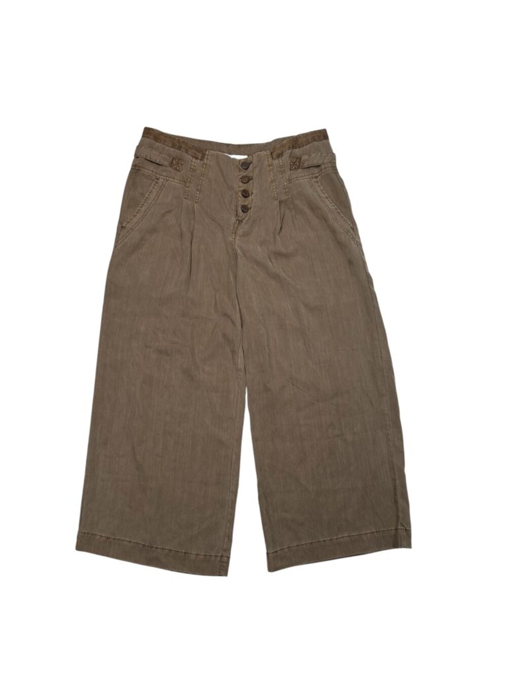 Sundance Pant 10 Crop High Rise Lightweight Brown Khaki Travel Summer Coastal